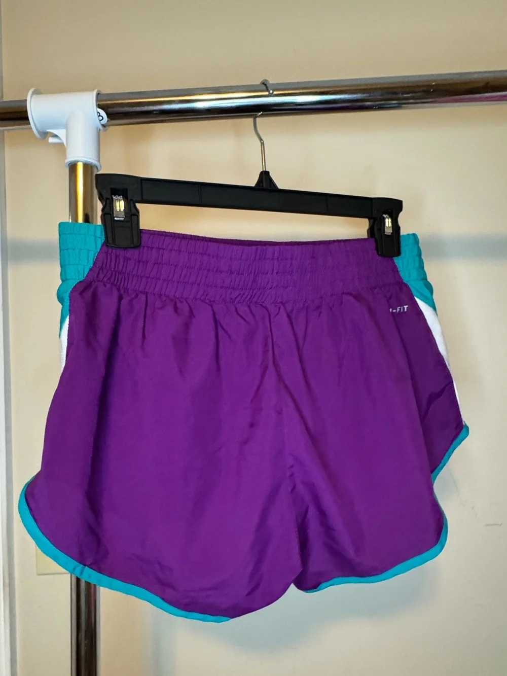 Nike Women's Purple Athletic Shorts with Teal Trim